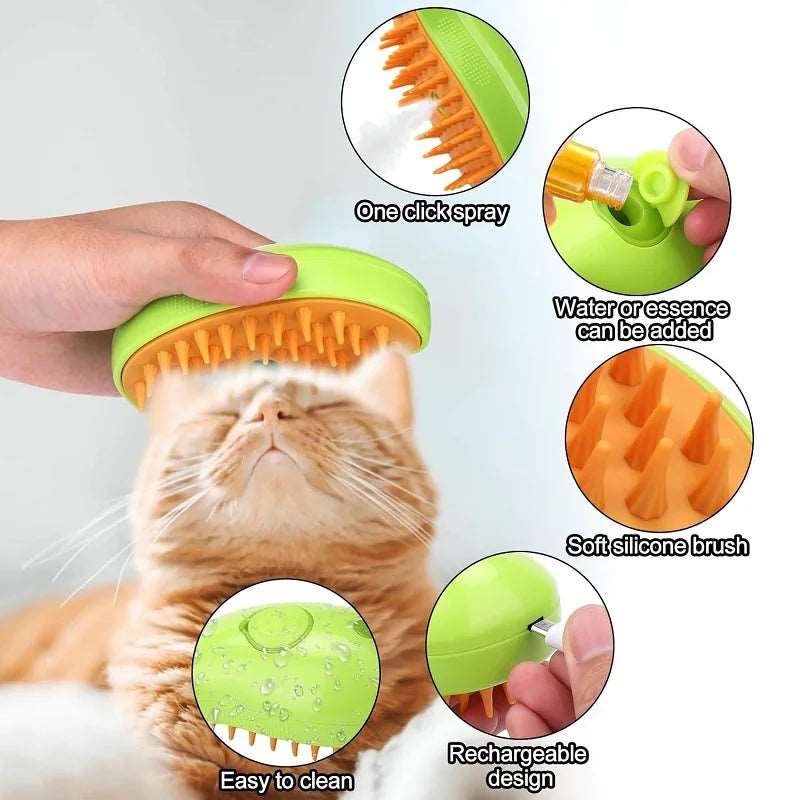 3 in 1 Steamy Pet  Grooming Brush - Zaey.shop