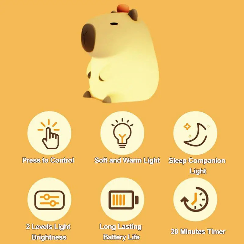 Capybara Touch Control Soft Silicone Lamp - Zaey.shop