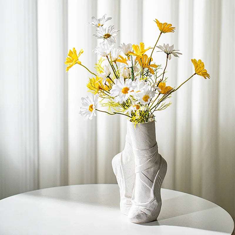 Ceramic Vase with Ballet Shoes Dancer Sculpture - Zaey.shop